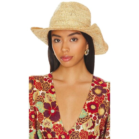 Nikki Beach Carrera Hat in Natural One Size New Womens Sun Beach - Picture 1 of 12